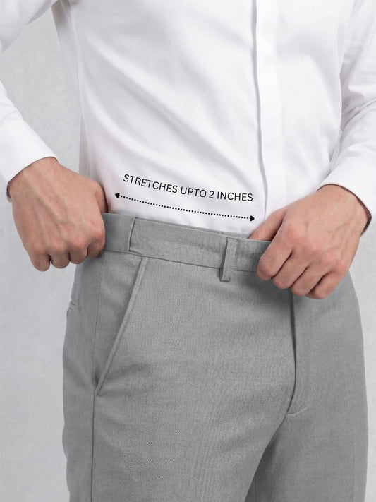 Wrinkle Free 4-Way Stretch Solid Formal Pants