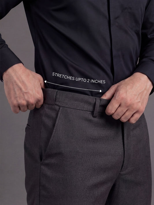 Wrinkle Free 4-Way Stretch Solid Formal Pants