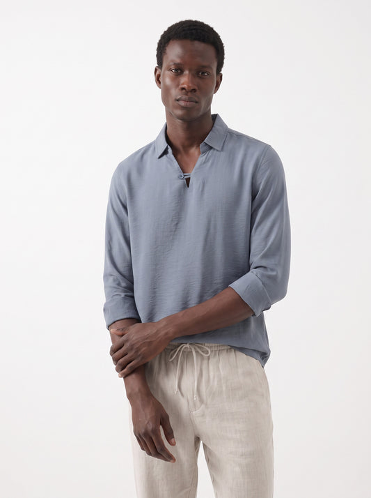 Men's Blue Breathable Non-Iron Smart Casual Shirt