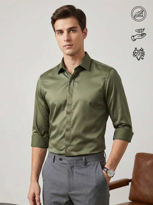 SoftLustre: Satin Finish Soft Solid Party Shirt