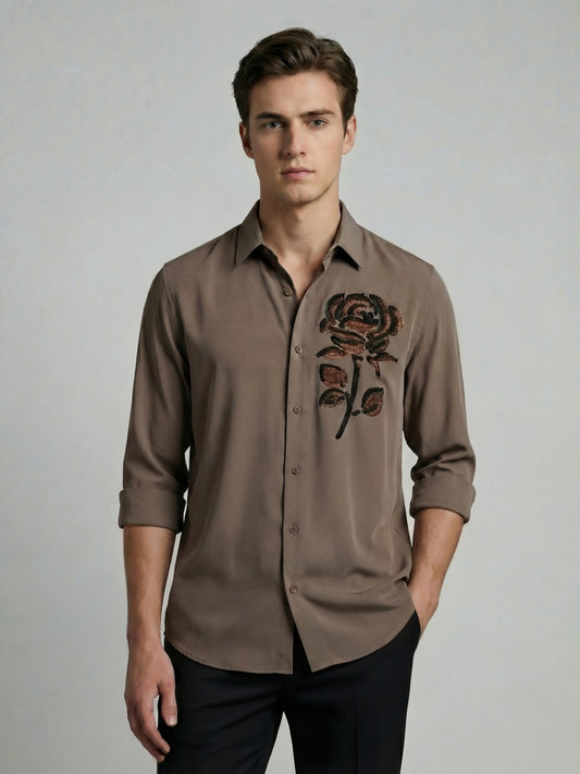 AirX: Wrinkle Free 4-Way Stretch Floral Printed Smart Casual Shirt