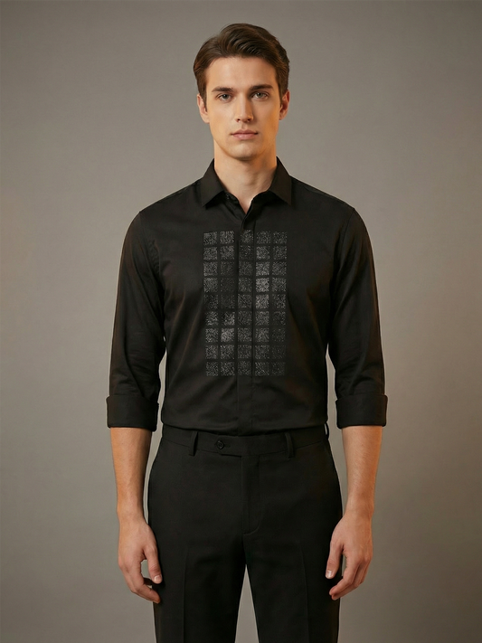 SatinPro-Lite: Satin 2-Way Stretch Foil Printed Party Shirt