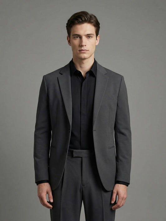 K-Blaze: Satin Finish 4-Way Stretch Solid Formal Blazer