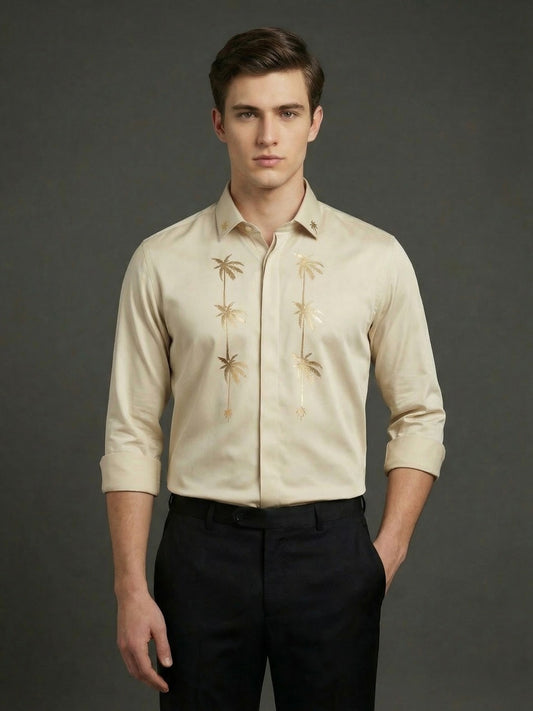 SatinPro-Lite: Satin 2-Way Stretch Foil Printed Party Shirt