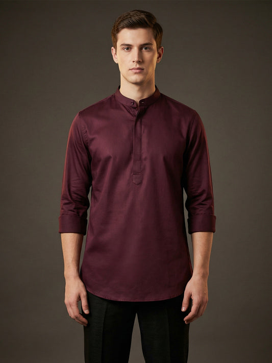 SatinPro-Lite: Satin 2-Way Stretch Solid Ethnic Kurta