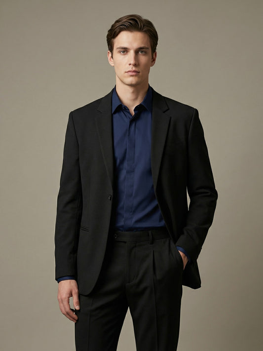 K-Blaze: Satin Finish 4-Way Stretch Solid Formal Blazer