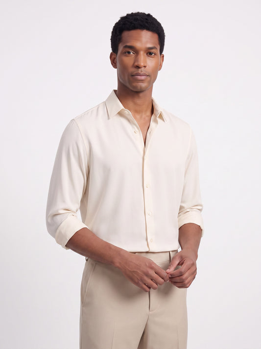 Men's Wrinkle Free 4-Way Stretch Solid Formal Shirt