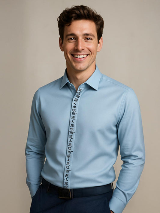 Blue Typography Printed Casual Designer Shirt For Men by HE SPOKE