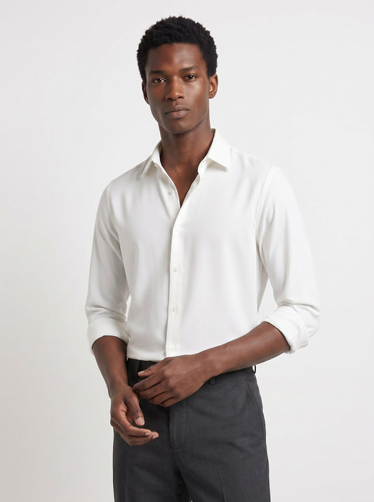 Men's Wrinkle Free 4-Way Stretch Solid Formal Shirt