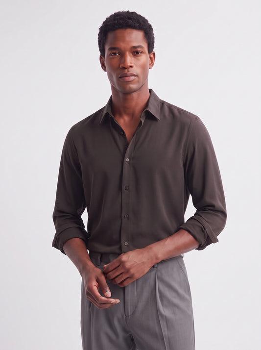 Men's Wrinkle Free 4-Way Stretch Solid Formal Shirt