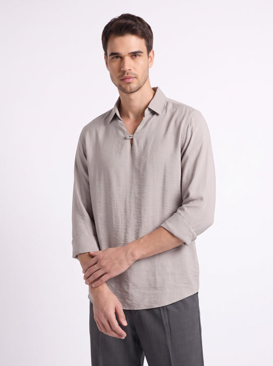 Men's LightGrey Breathable Non-Iron Smart Casual Shirt
