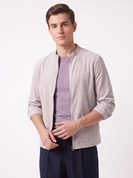 Men's LightGrey 2-Way Stretch Casual Shacket