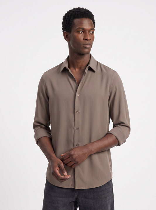 Men's Wrinkle Free 4-Way Stretch Solid Formal Shirt