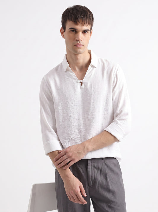 Men's White Breathable Non-Iron Smart Casual Shirt