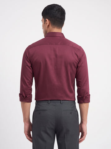 Solid Satin Stretch Red Berry Shirt