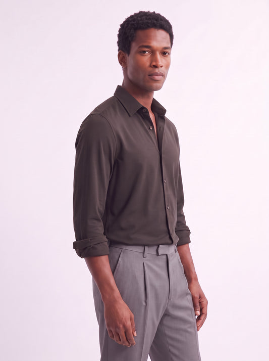 Men's Wrinkle Free 4-Way Stretch Solid Formal Shirt