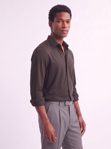 Solid Non-Iron Fluidic Coffee Shirt