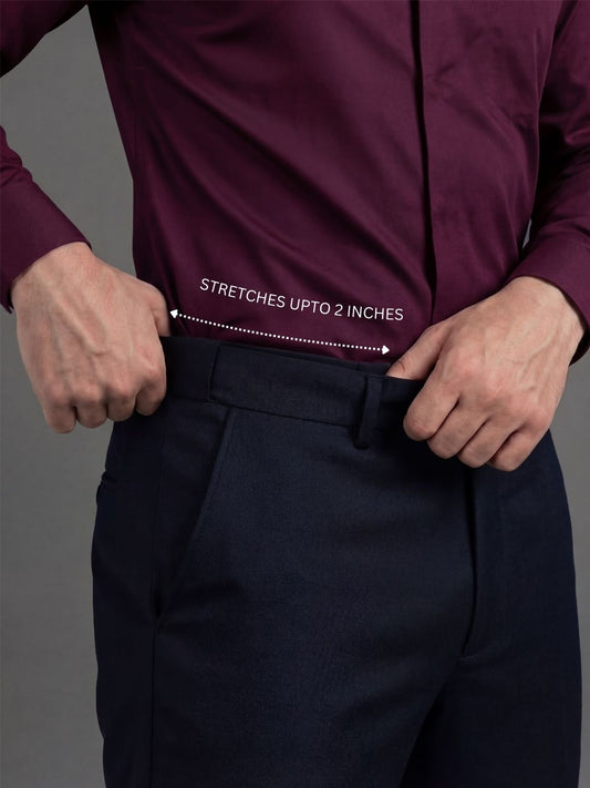 Wrinkle Free 4-Way Stretch Solid Formal Pants