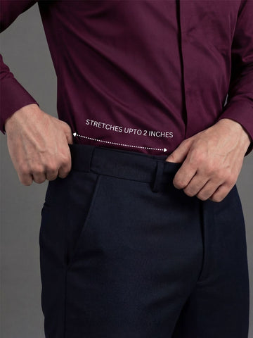 Wrinkle Free 4-Way Stretch Solid Formal Pants