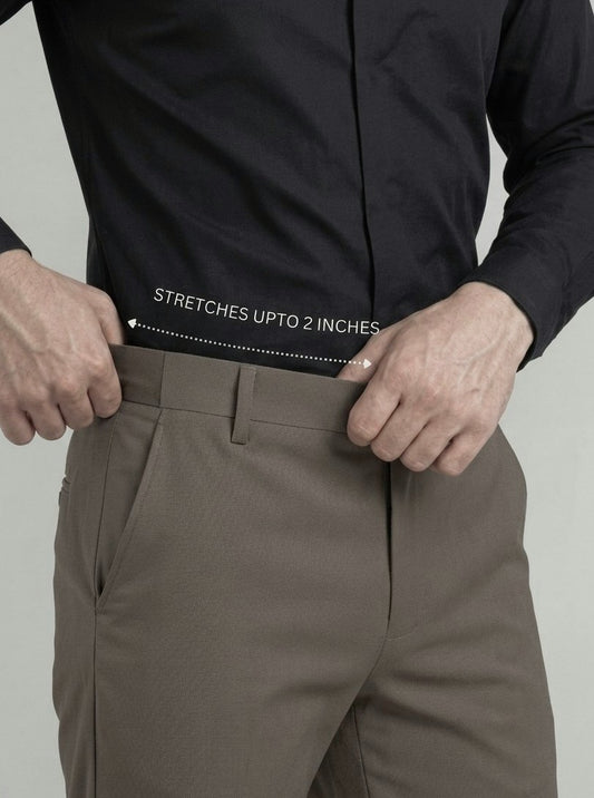 Wrinkle Free 4-Way Stretch Solid Formal Pants