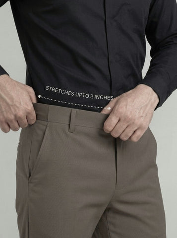 Wrinkle Free 4-Way Stretch Solid Formal Pants