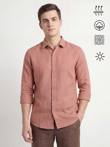 Linen Blend Breathable Solid Smart Casual Shirt