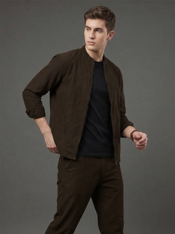 Men's Coffee 2-Way Stretch  Casual Shacket