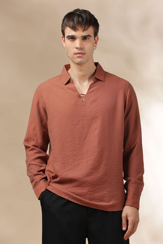 Men's BurntOrange Breathable Non-Iron Smart Casual Shirt