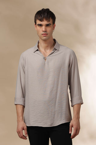 Men's LightGrey Breathable Non-Iron Smart Casual Shirt