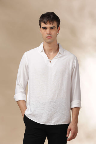 Men's White Breathable Non-Iron Smart Casual Shirt