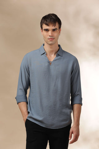 Men's Blue Breathable Non-Iron Smart Casual Shirt