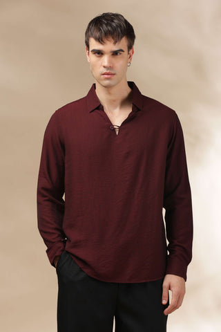Men's Burgundy Breathable Non-Iron Smart Casual Shirt