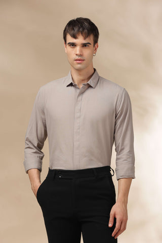 Men's LightGrey Solid Breathable Perfume-Finish Shirt