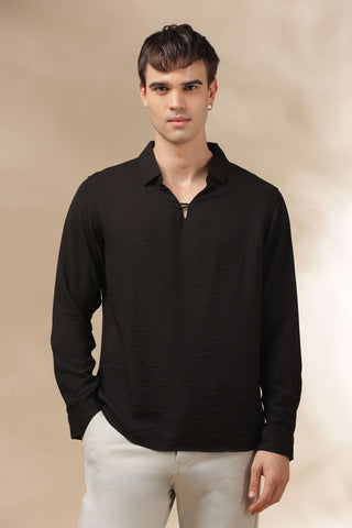 Men's Black Breathable Non-Iron Smart Casual Shirt