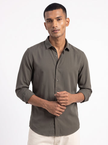 Solid Airy Non-Iron Olive Shirt