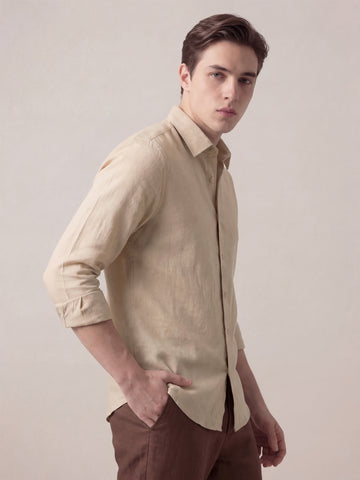 Linen Blend Breathable Solid Smart Casual Shirt