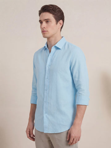 Linen Blend Breathable Solid Smart Casual Shirt