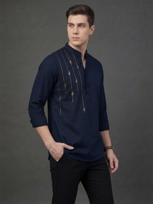 Satin 2-Way Stretch Foil Printed Casual Kurta