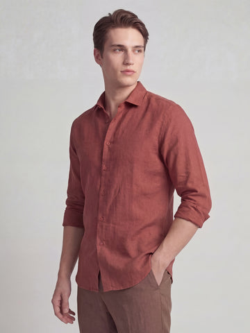 Linen Blend Breathable Solid Smart Casual Shirt