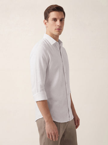 Linen Blend Breathable Solid Smart Casual Shirt
