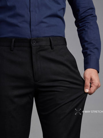 Wrinkle Free 4-Way Stretch Solid Formal Pants