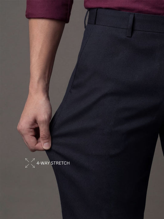 Wrinkle Free 4-Way Stretch Solid Formal Pants