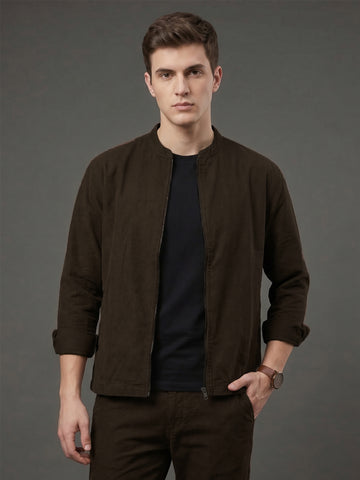 Men's Coffee 2-Way Stretch  Casual Shacket