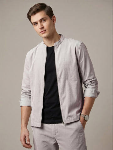 Men's LightGrey 2-Way Stretch  Casual  Shacket