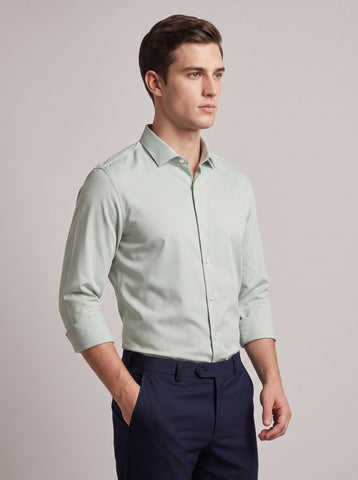 HE SPOKE Men's Pastel Green Solid Regular Fit Shirt