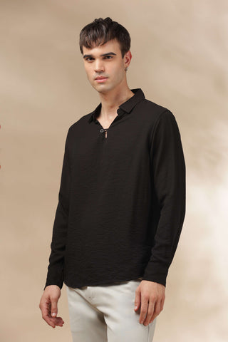 Men's Black Breathable Non-Iron Smart Casual Shirt