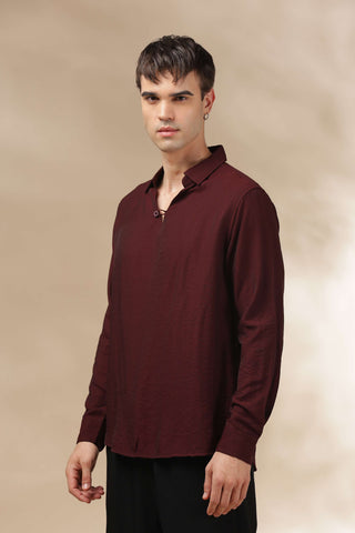 Men's Burgundy Breathable Non-Iron Smart Casual Shirt