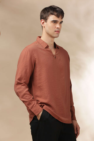Men's BurntOrange Breathable Non-Iron Smart Casual Shirt