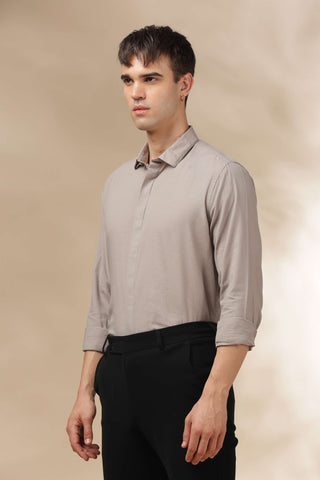 Men's LightGrey Solid Breathable Perfume-Finish Shirt