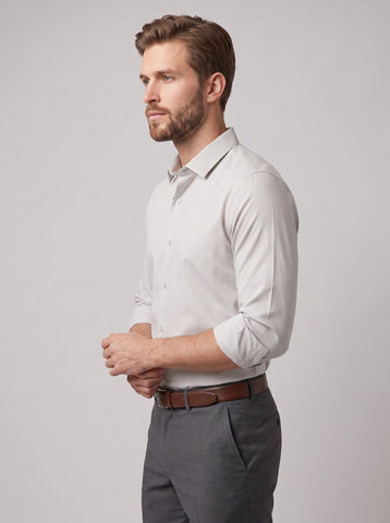 HE SPOKE Men's Ivory Solid Regular Fit Shirt
